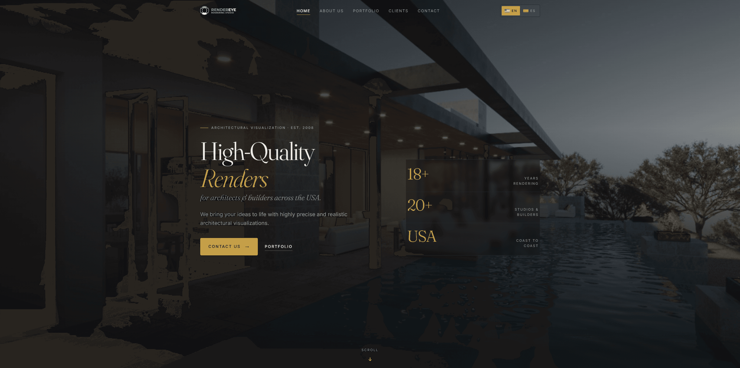 Captura de la landing de Rendereye